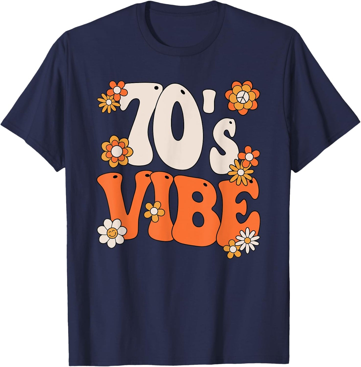 70s Vibe Costume 70s Party Outfit Groovy Hippie Peace Retro T-Shirt - T-Shirt | Navy