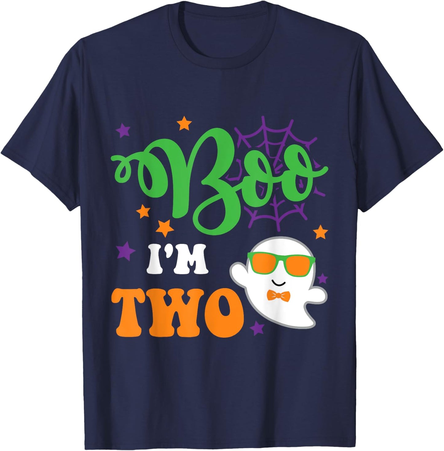 Boo I'm 2 Two Yr 2nd Birthday ghost halloween costume kids T-Shirt - T-Shirt | Navy