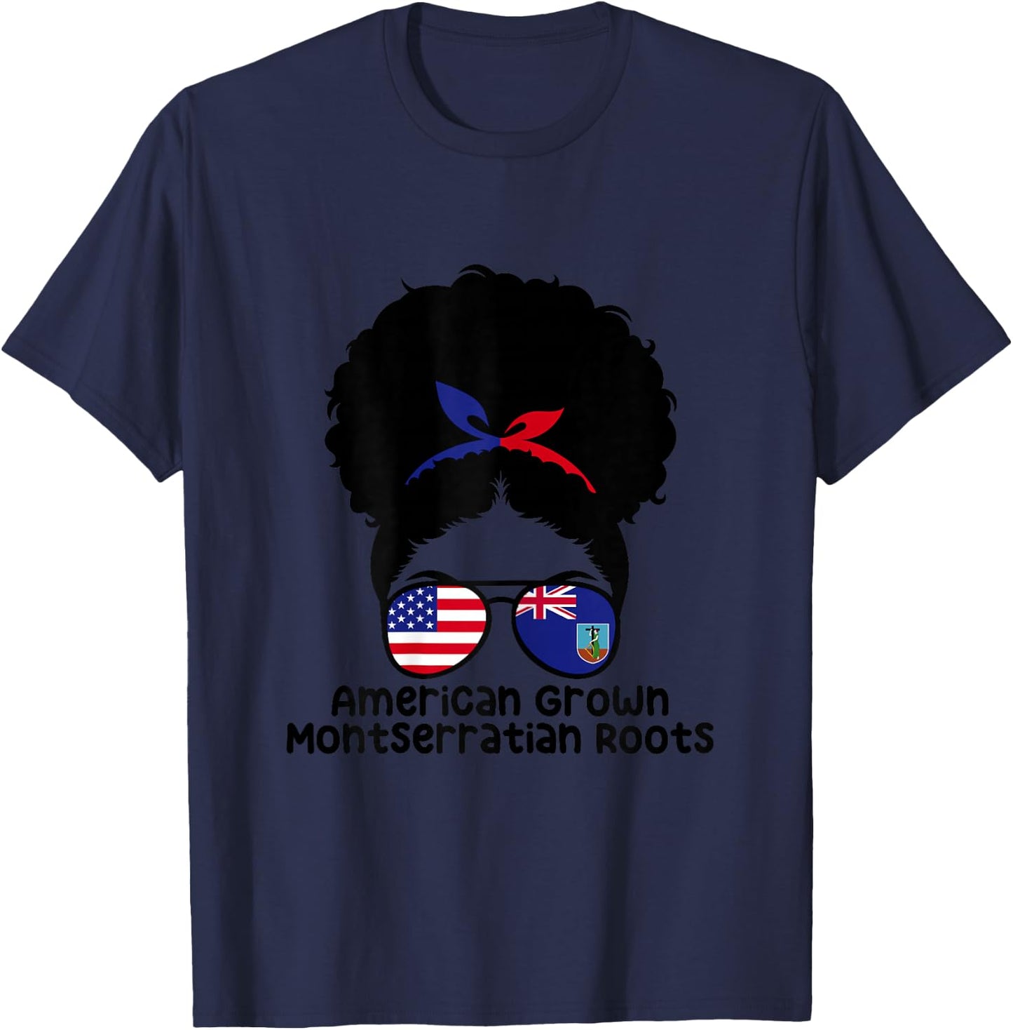 Montserrat America Mix American Grown Montserratian Roots T-Shirt - T-Shirt | Navy