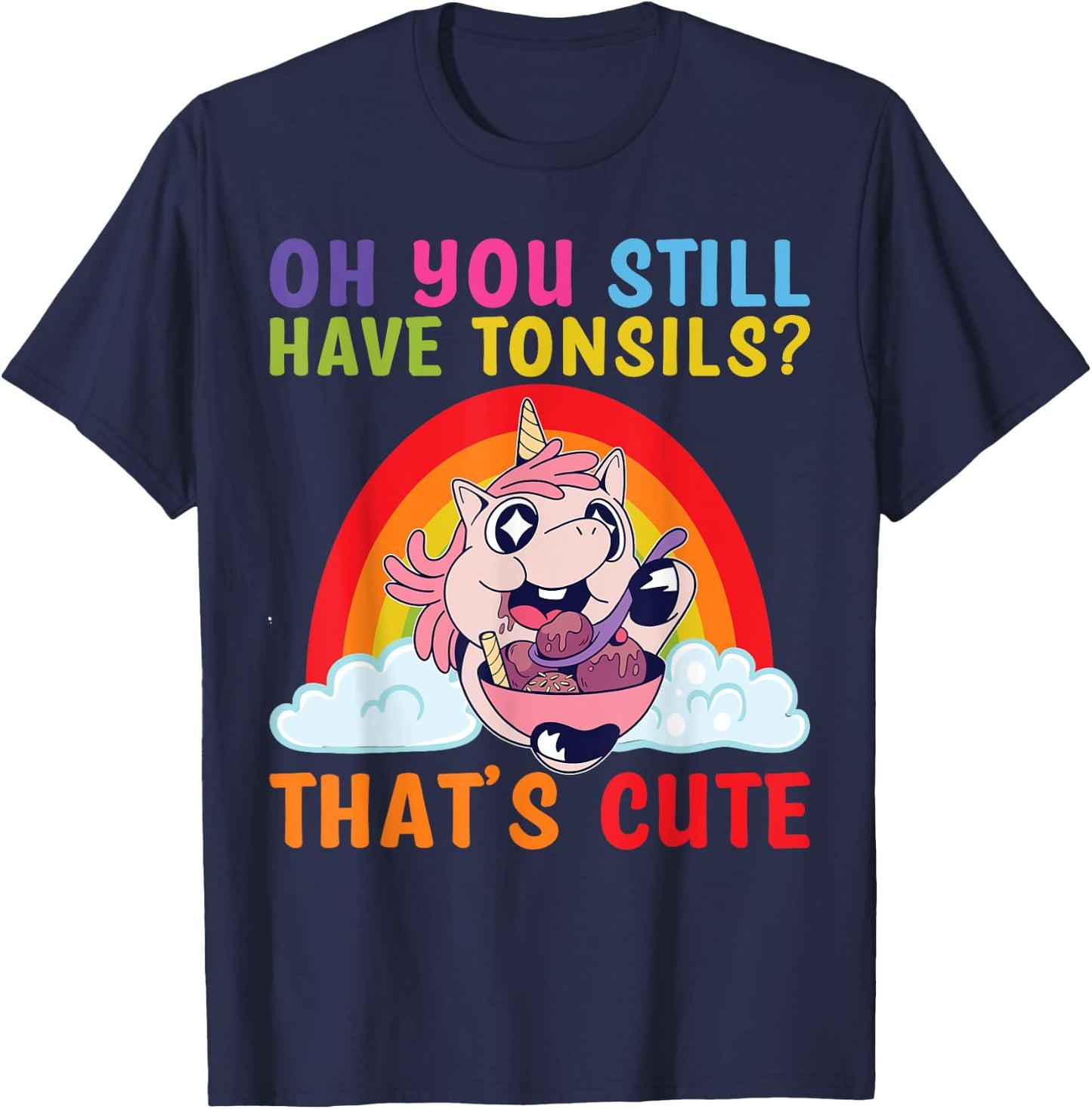 Tonsil Removal Surgery Recovery Tonsillectomy Unicorn T-Shirt - T-Shirt | Navy