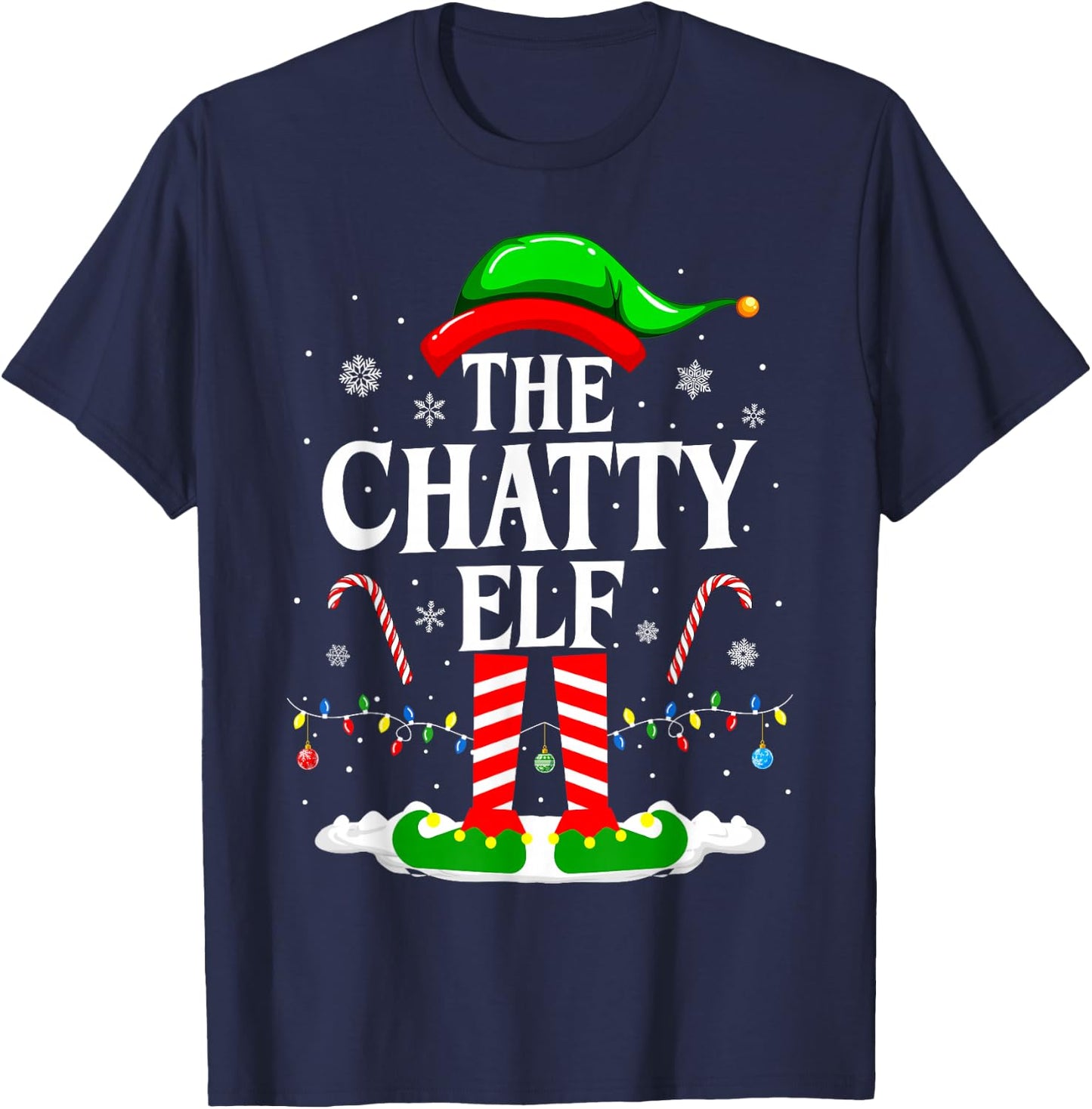 The Chatty Elf Xmas Funny Matching Family Group Christmas T-Shirt - T-Shirt | Navy
