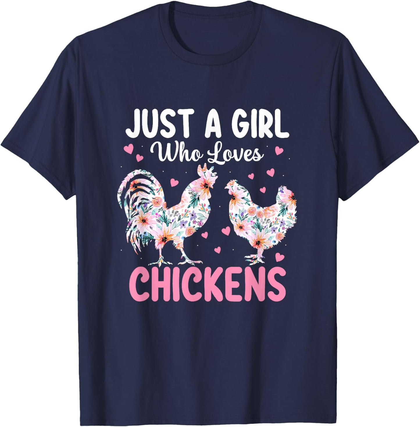 Just a Girl Who Loves Chickens Cute Chicken Lover Farm T-Shirt - T-Shirt | Navy