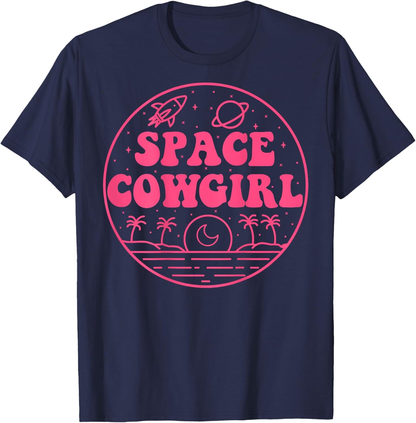 Space Cowgirls Bachelorette Party Rodeo Western Aesthetic T-Shirt - T-Shirt | Navy