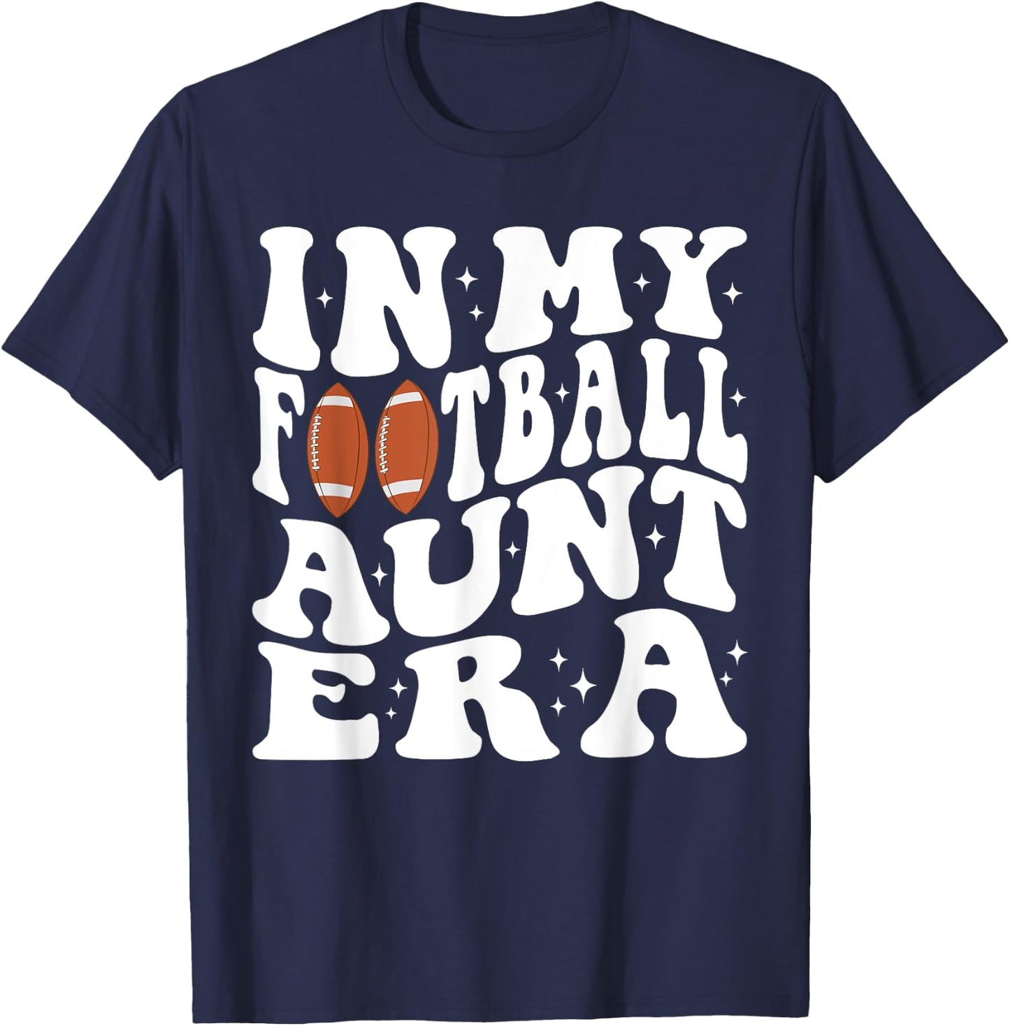 In My Football Aunt Era Groovy Football Auntie Christmas T-Shirt - T-Shirt | Navy