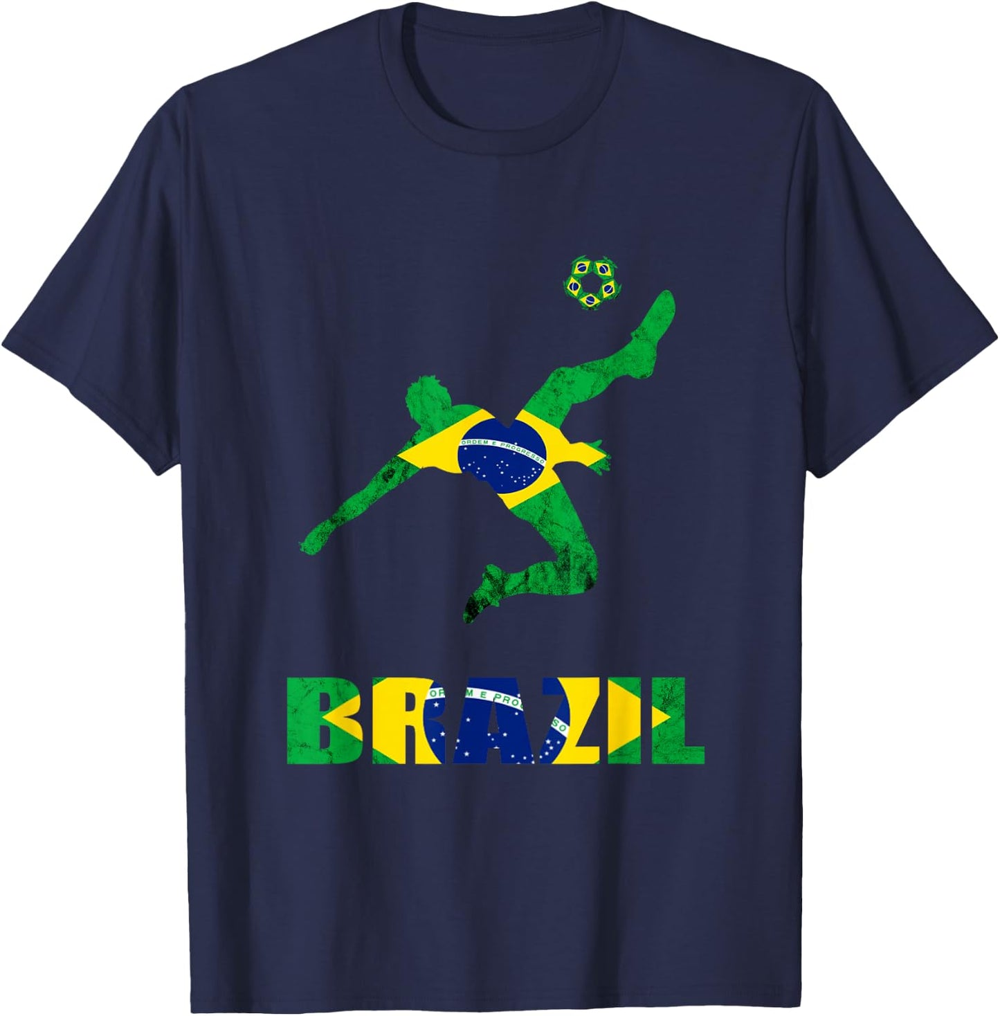 Brazil Soccer Brazilian Football Player Brasileiro Player T-Shirt - T-Shirt | Navy