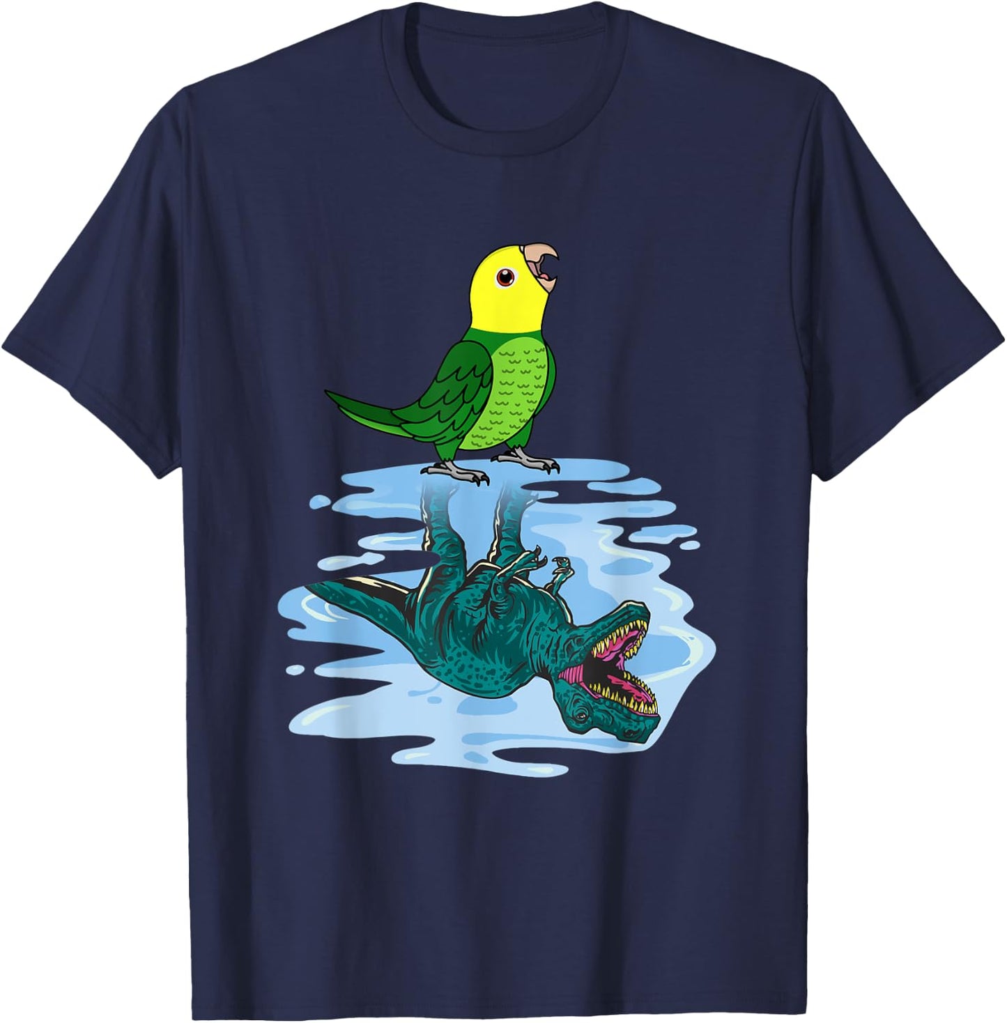 Parrot & T Rex Reflection I Double Yellow-headed Amazon T-Shirt - T-Shirt | Navy