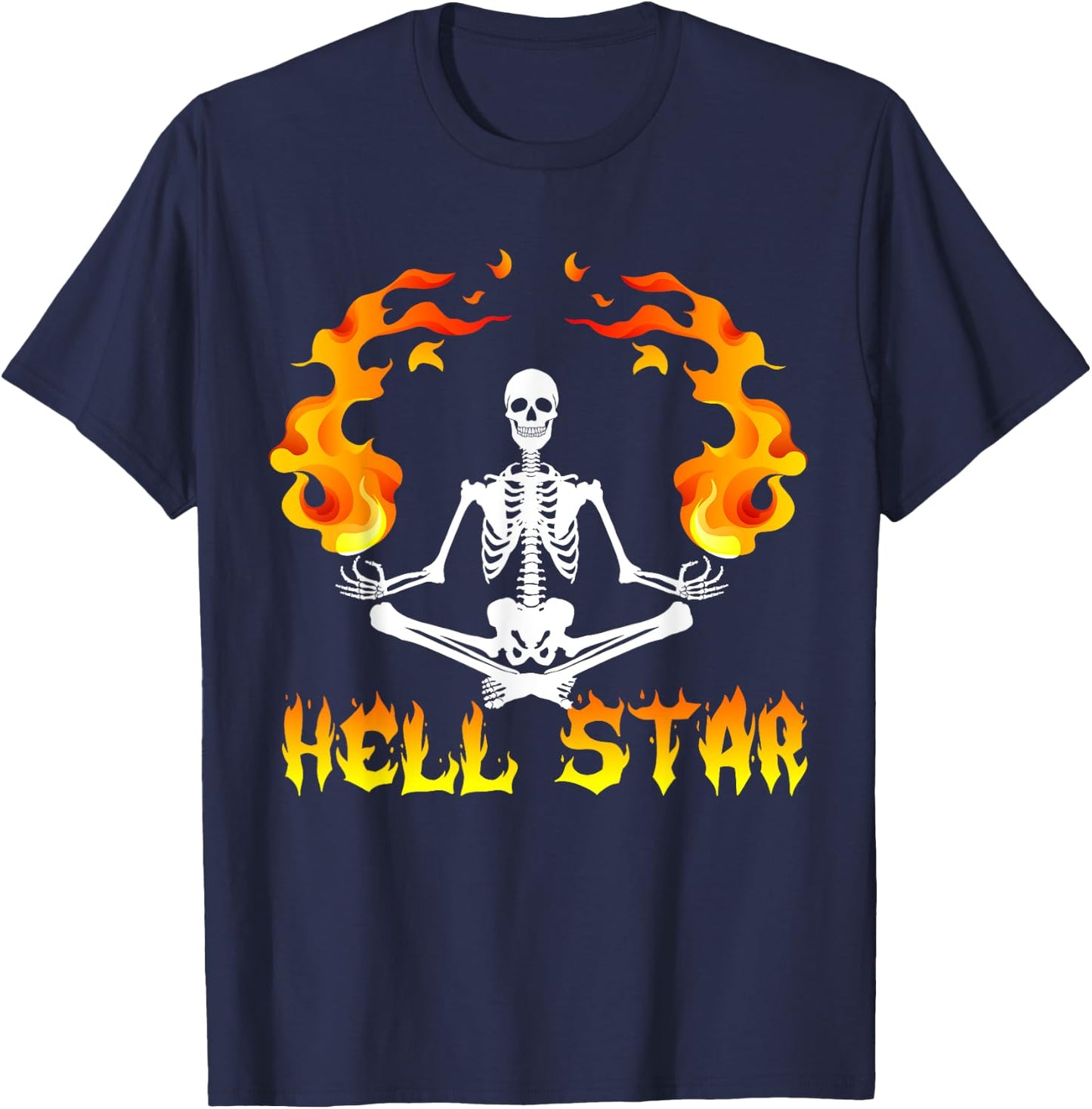 Skeletons Yoga become Hell Star T-Shirt - T-Shirt | Navy