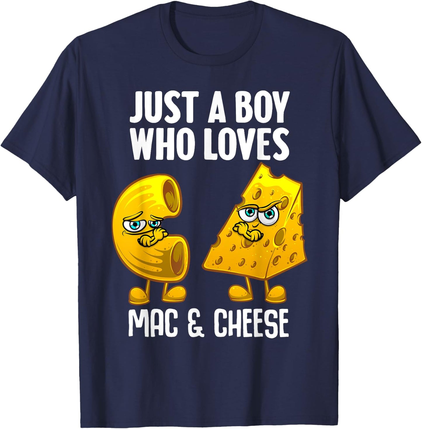 Funny Mac And Cheese Design For Boys Men Macaroni Cheese , Black T-Shirt - T-Shirt | Navy