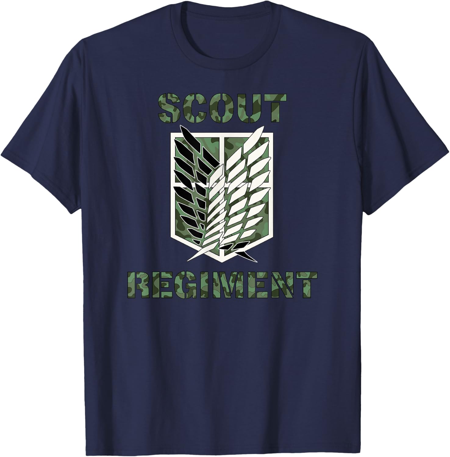 Attack on Titan Season 2 Scout Regiment Camo Print Anime T-Shirt - T-Shirt | Navy