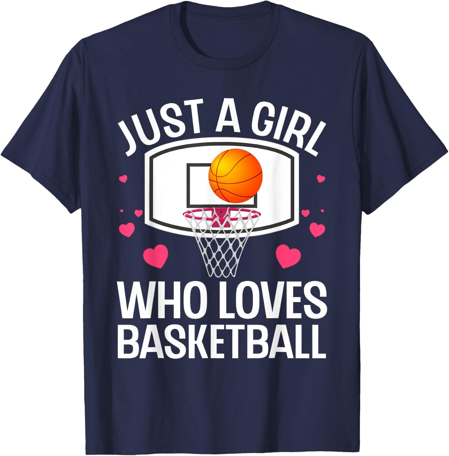 Funny Basketball Art For Girl Women College Basketball Lover T-Shirt - T-Shirt | Navy
