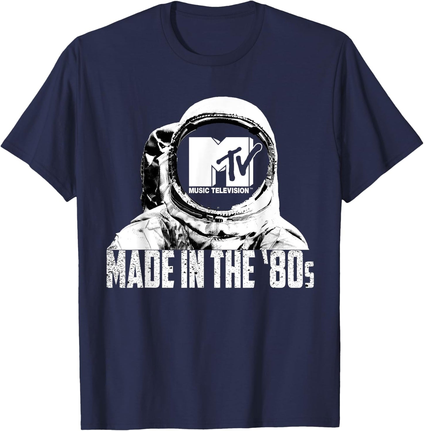 Mademark x MTV - MTV Astronaut in Space Made in the 80s Retro MTV Logo T-Shirt - T-Shirt | Navy