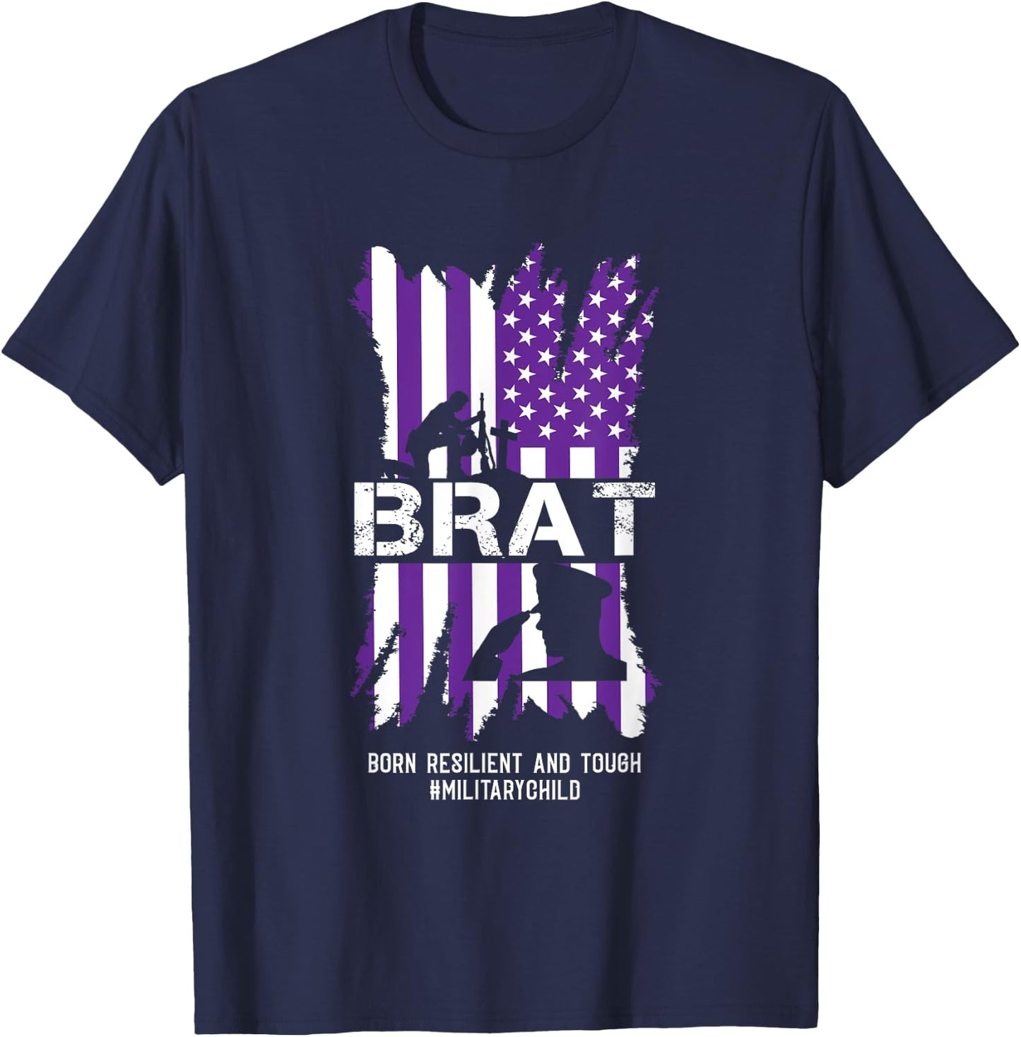Military Child Boy Girls Brat Born Resilient And Tough T-Shirt - T-Shirt | Navy