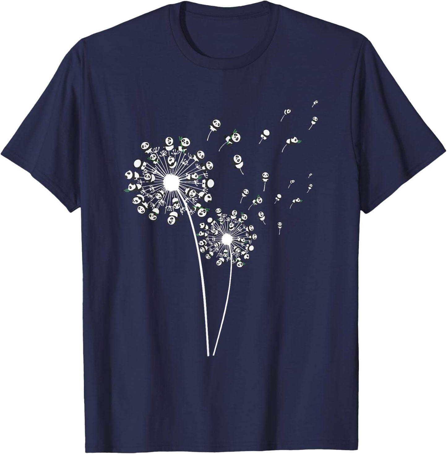 Funny Panda Dandelion Design Men Women Dandelion Panda Lover T-Shirt - T-Shirt | Navy