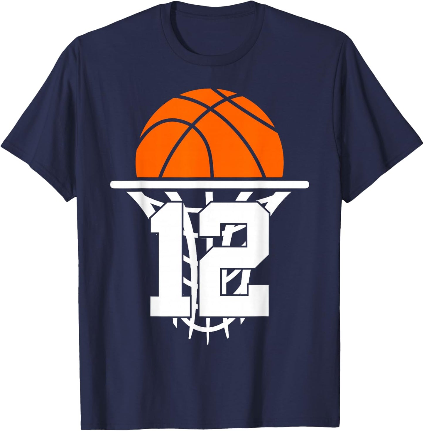 12 Years Basketball 12th Birthday T-Shirt - T-Shirt | Navy