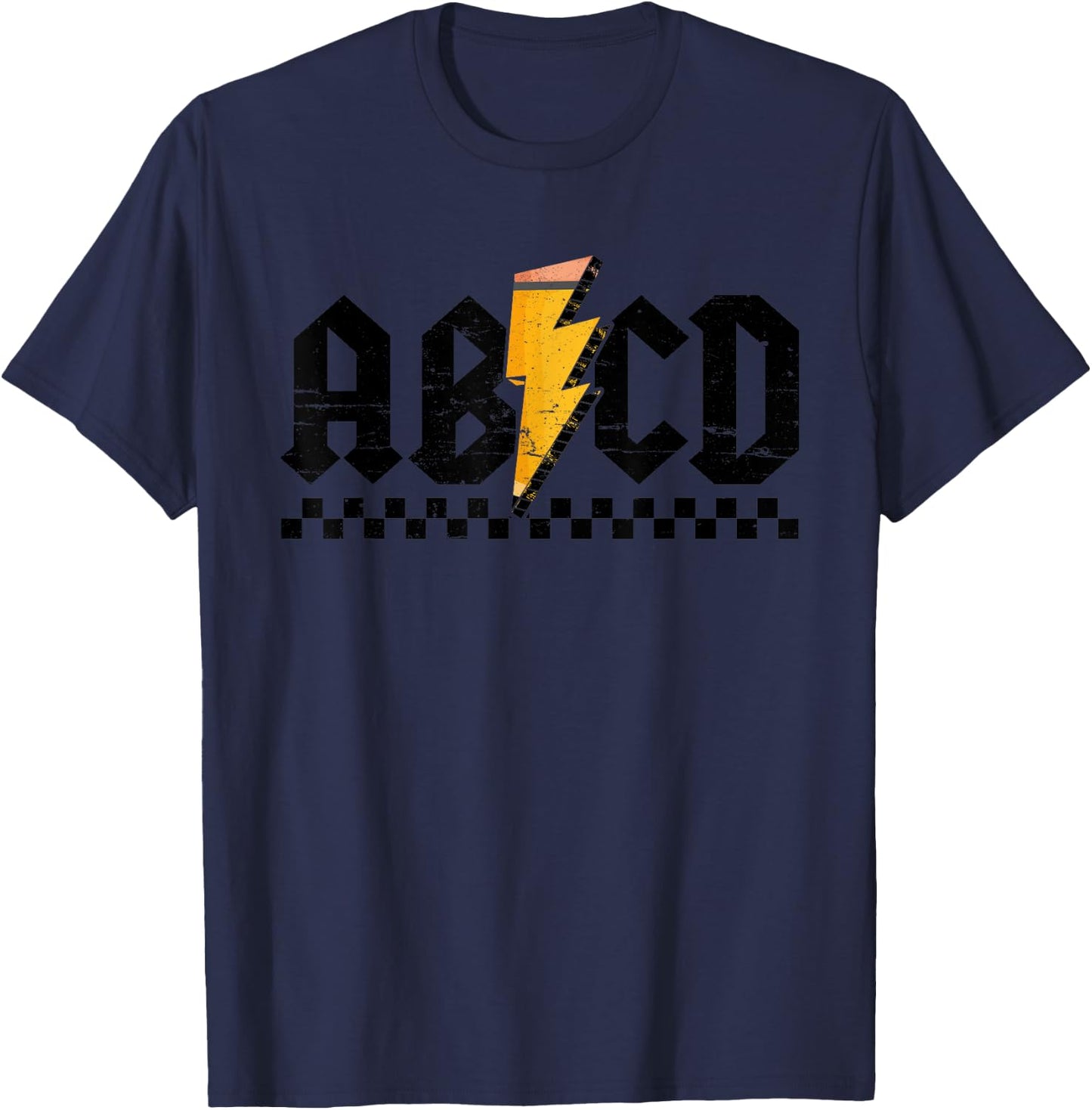 Lightning Pencil Rock'n Roll ABCD Teacher Back To School Kid T-Shirt - T-Shirt | Navy