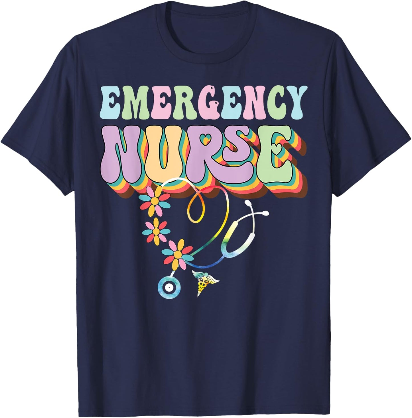 Groovy Nurse Shirt For Emergency Room Nurse Job Lover Gifts T-Shirt - T-Shirt | Navy