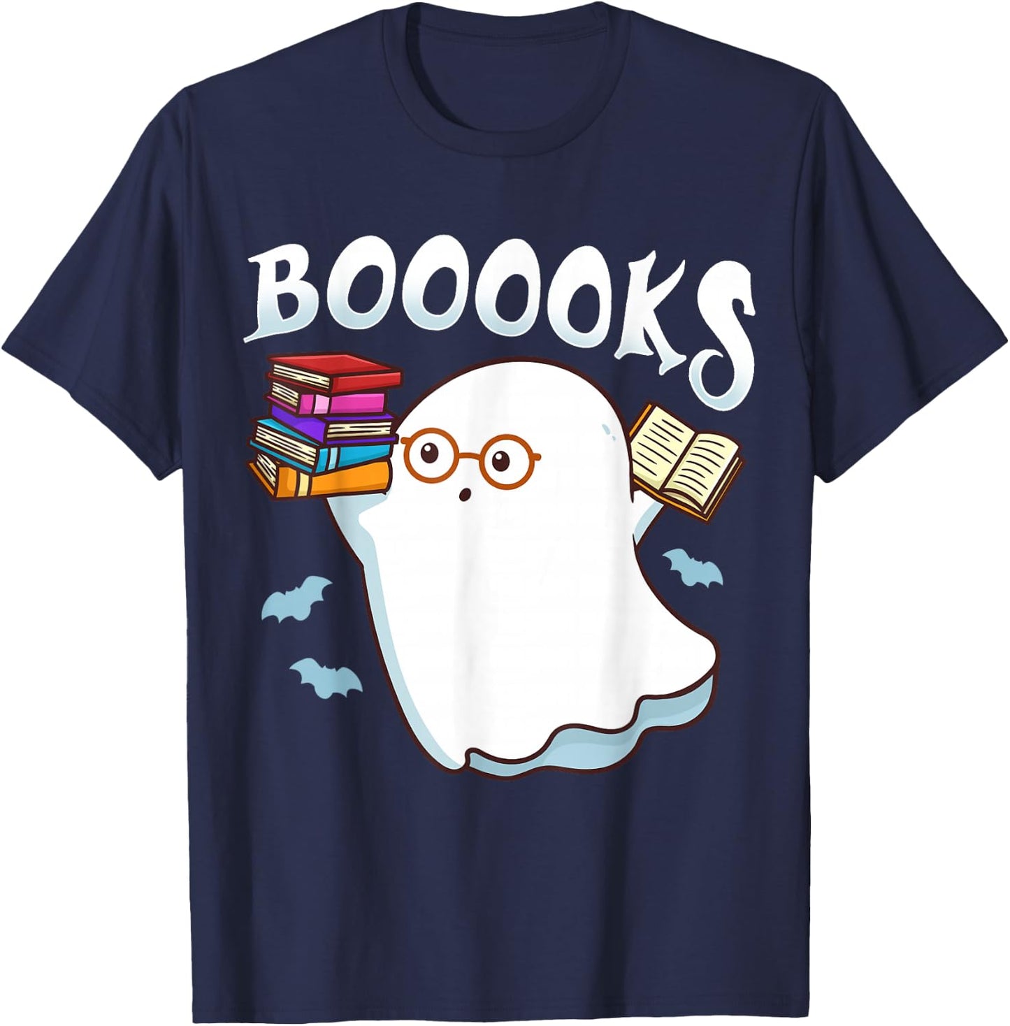 Halloween Books Librarian English Teacher Reader Reading T-Shirt - T-Shirt | Navy