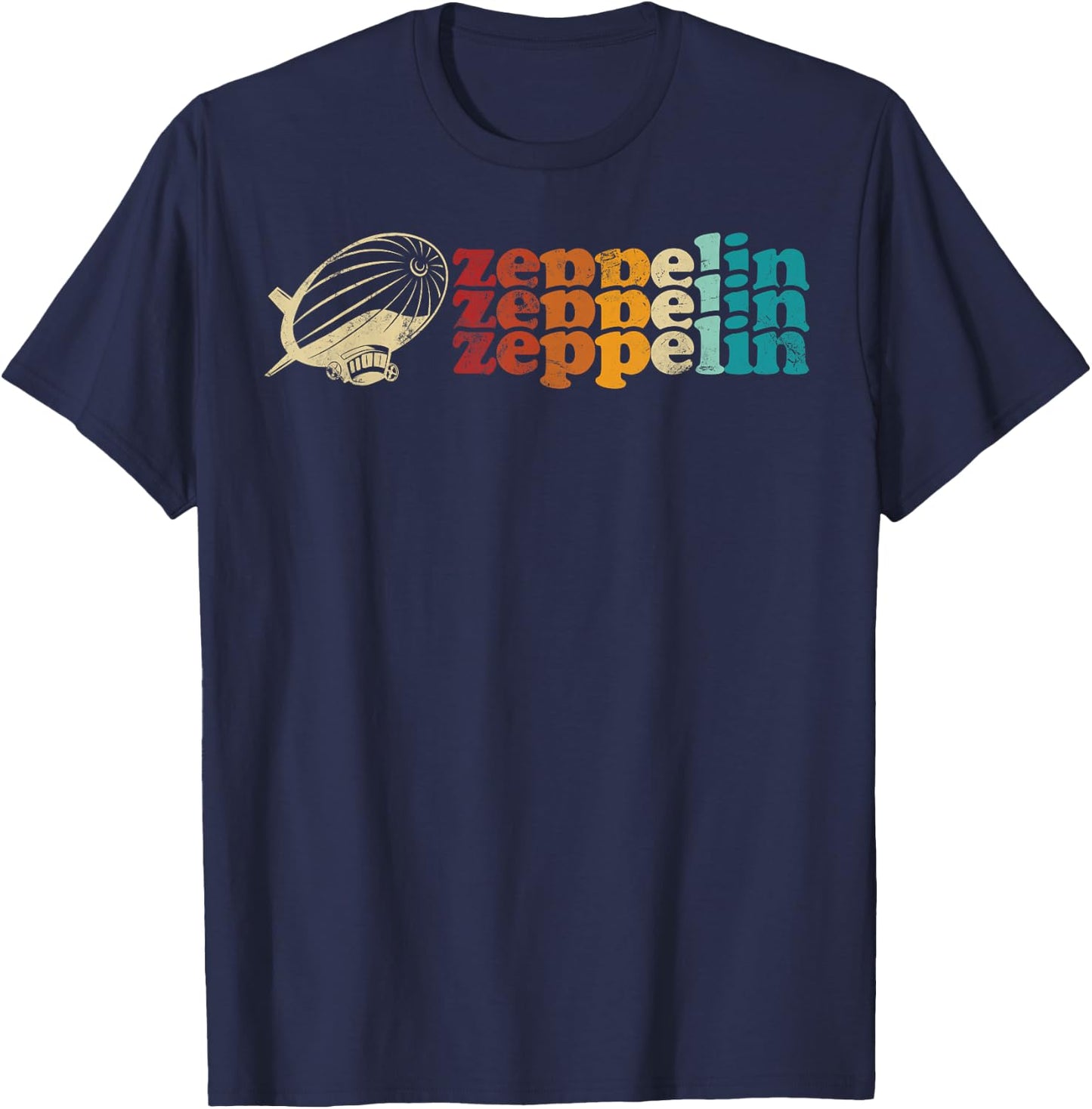Dirigible Airship Retro Zeppelin 70s 80s Zepelin Zepplin T-Shirt - T-Shirt | Navy