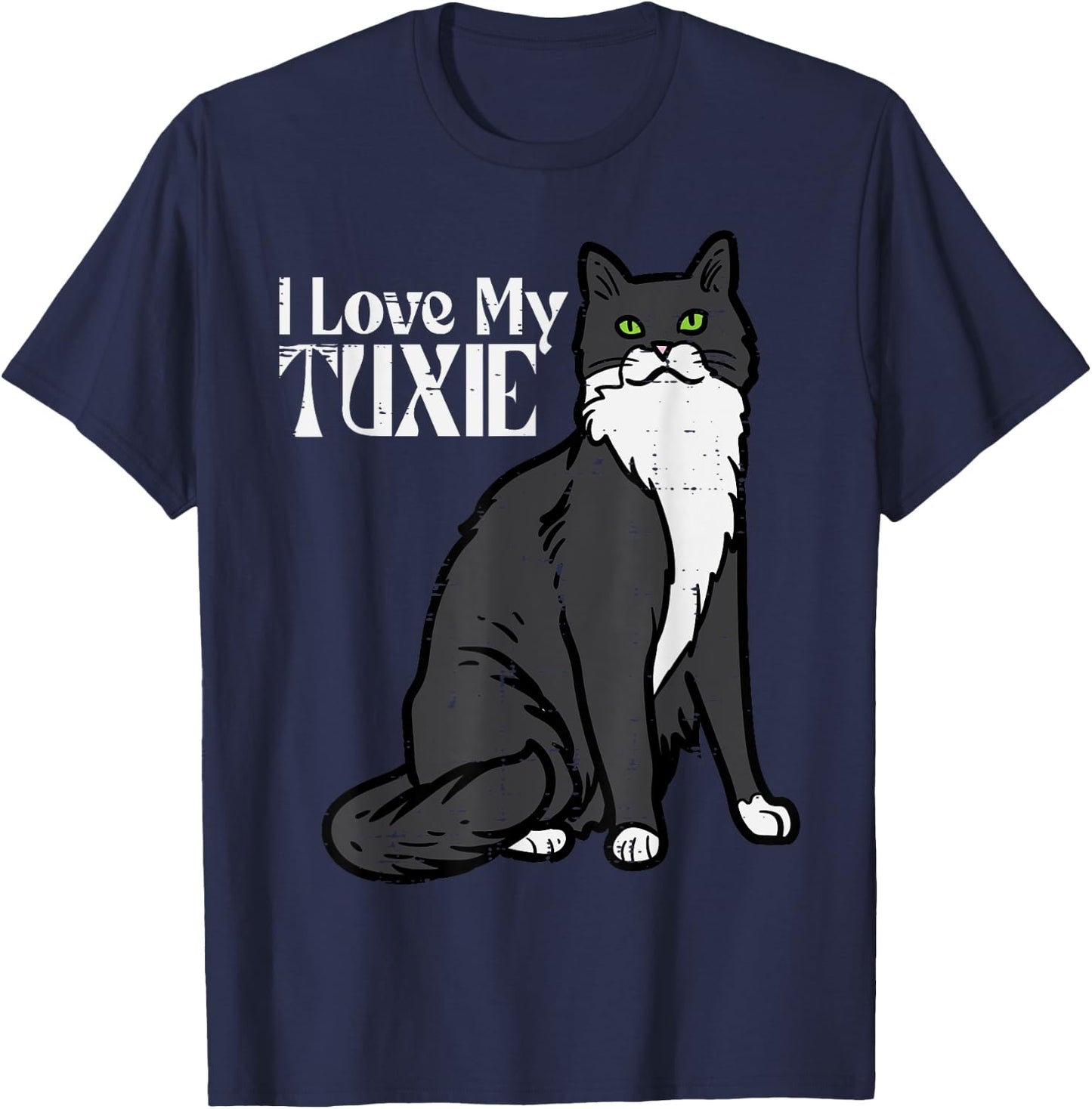 I Love My Tuxie Tuxedo Cat Cute Kitten Women Girls Kids Men T-Shirt - T-Shirt | Navy