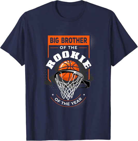 Rookie of the Year Basketball Big Brother of the Rookie T-Shirt - T-Shirt | Navy