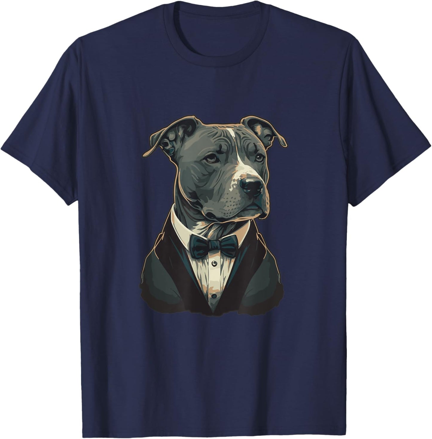American Pitbull Terrier Dog Breed Wearing Tuxedo Women T-Shirt - T-Shirt | Navy