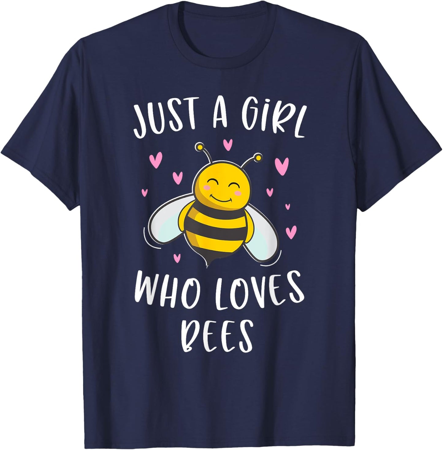 Just A Girl Who Loves Bees Cute Bee Lover T-Shirt - T-Shirt | Navy
