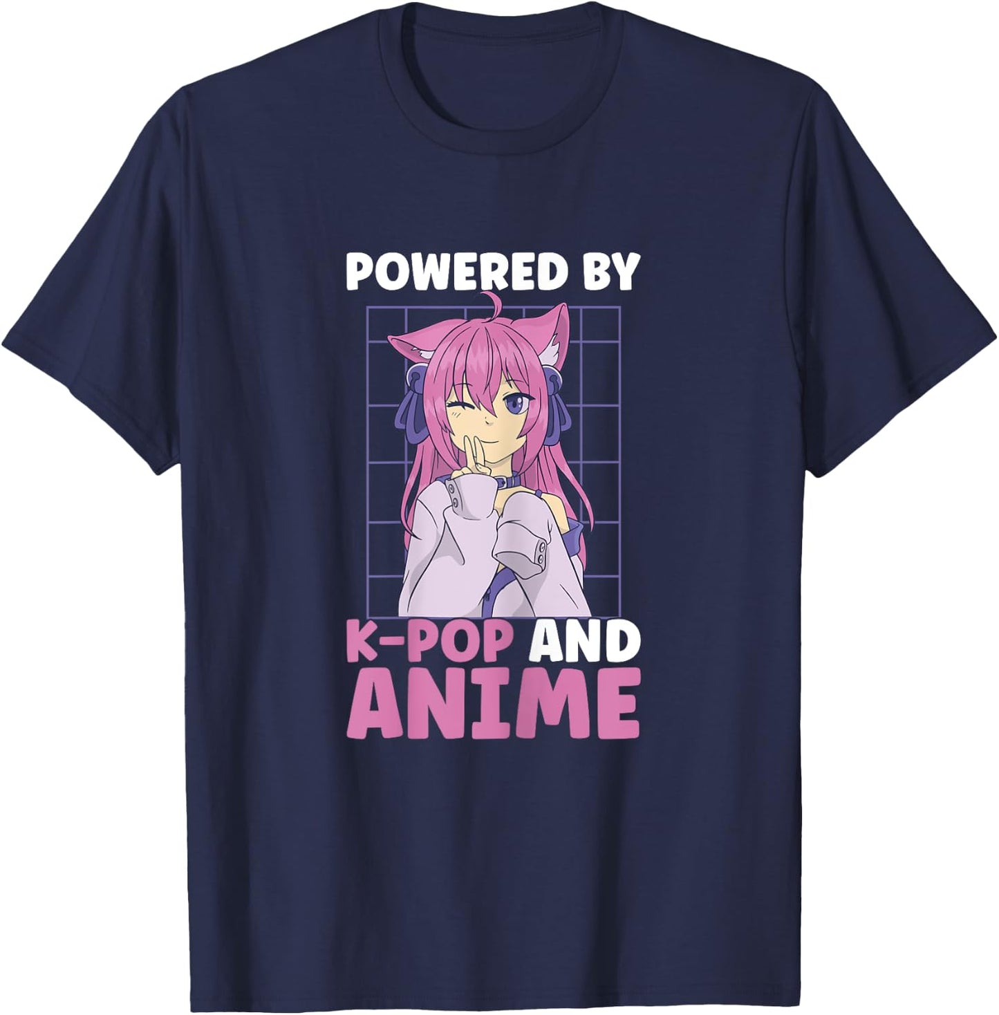 Powered By Anime And K-Pop Kdrama Kpop Teen Girl T-Shirt - T-Shirt | Navy