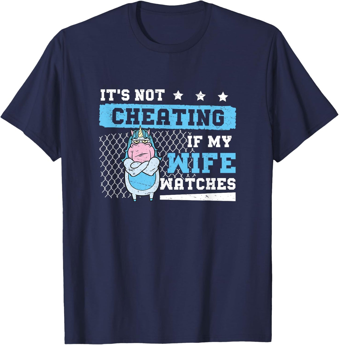 It's Not Cheating If My Wife Watches Funny Polyamory Couple T-Shirt - T-Shirt | Navy