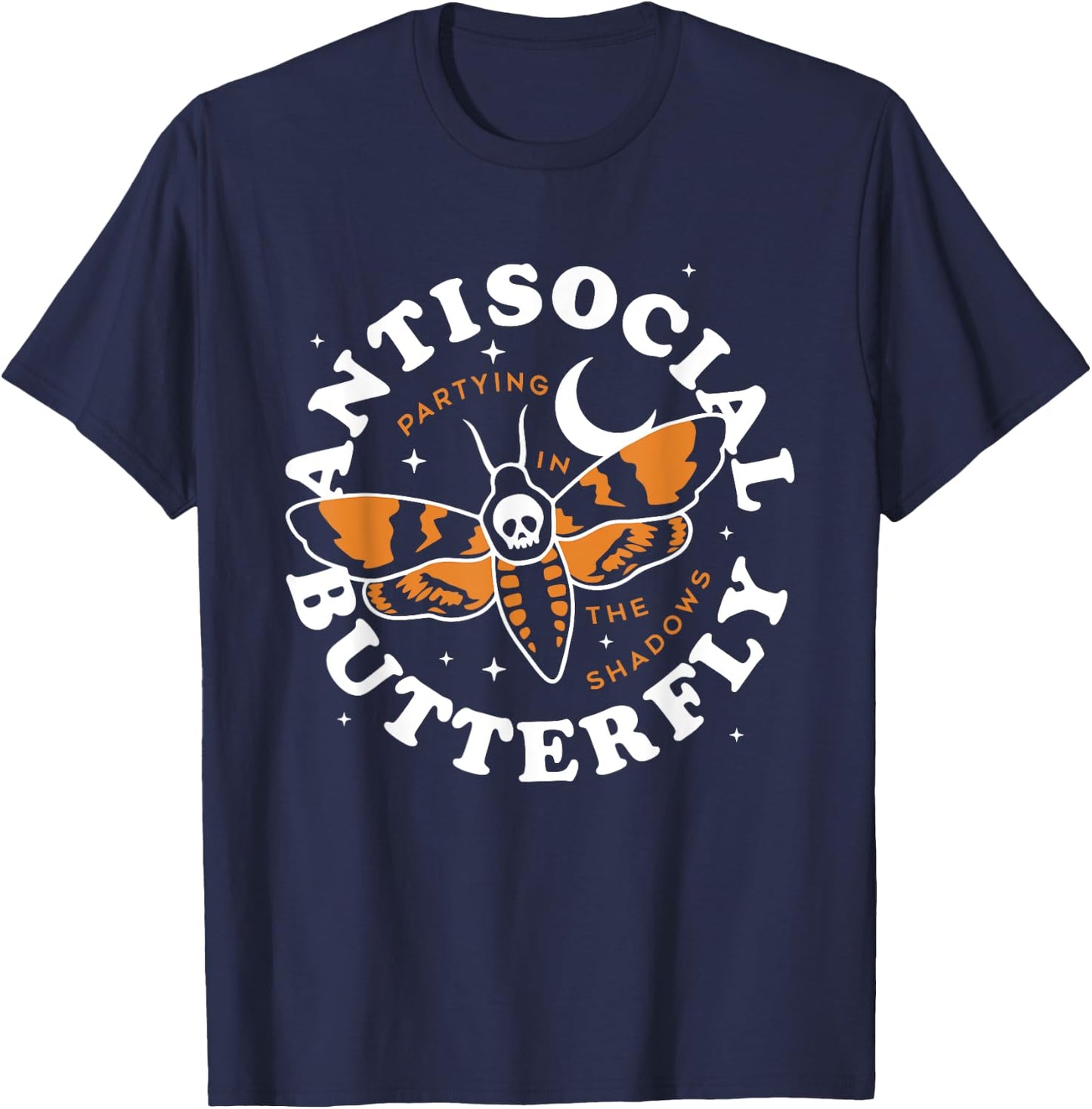 Antisocial Butterfly Partying In The Shadows Apparel T-Shirt - T-Shirt | Navy