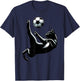 Black Cat Bicycle Kick - Soccer Fans Women Men Kids T-Shirt - T-Shirt | Navy