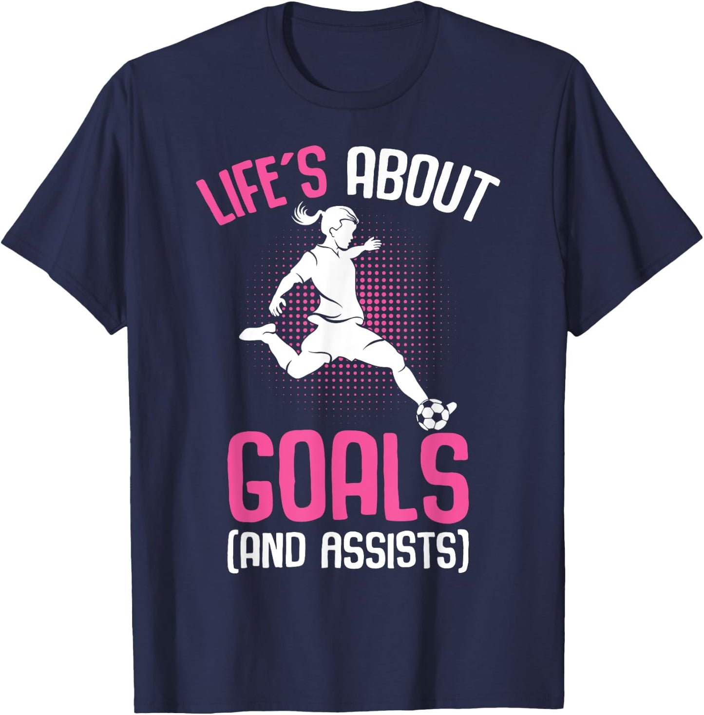 Life´s About Goals Soccer Girl Youth Players T-Shirt - T-Shirt | Navy