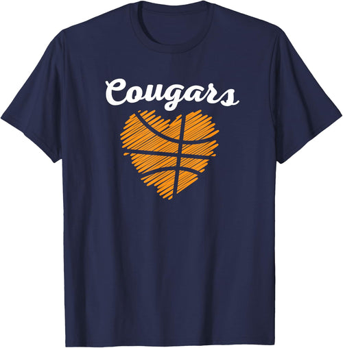 Varsity Blues & Gold Cougars Heart Basketball - -Kids, Black, Small