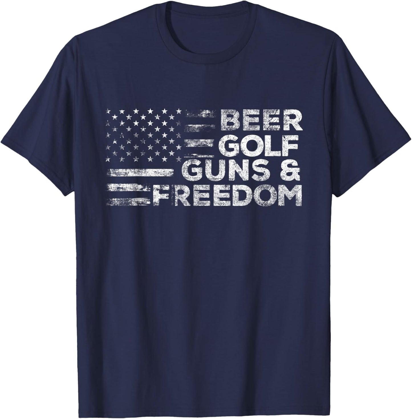 Beer Golf Guns & Freedom - USA American Flag Golfer Golfing Men T-Shirt - T-Shirt | Navy