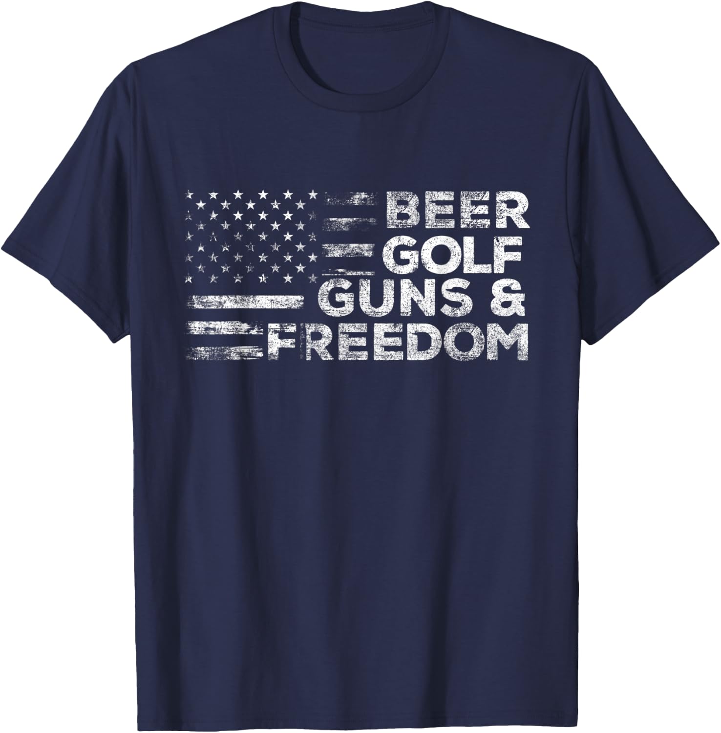 Beer Golf Guns & Freedom - USA American Flag Golfer Golfing Men T-Shirt - T-Shirt | Navy