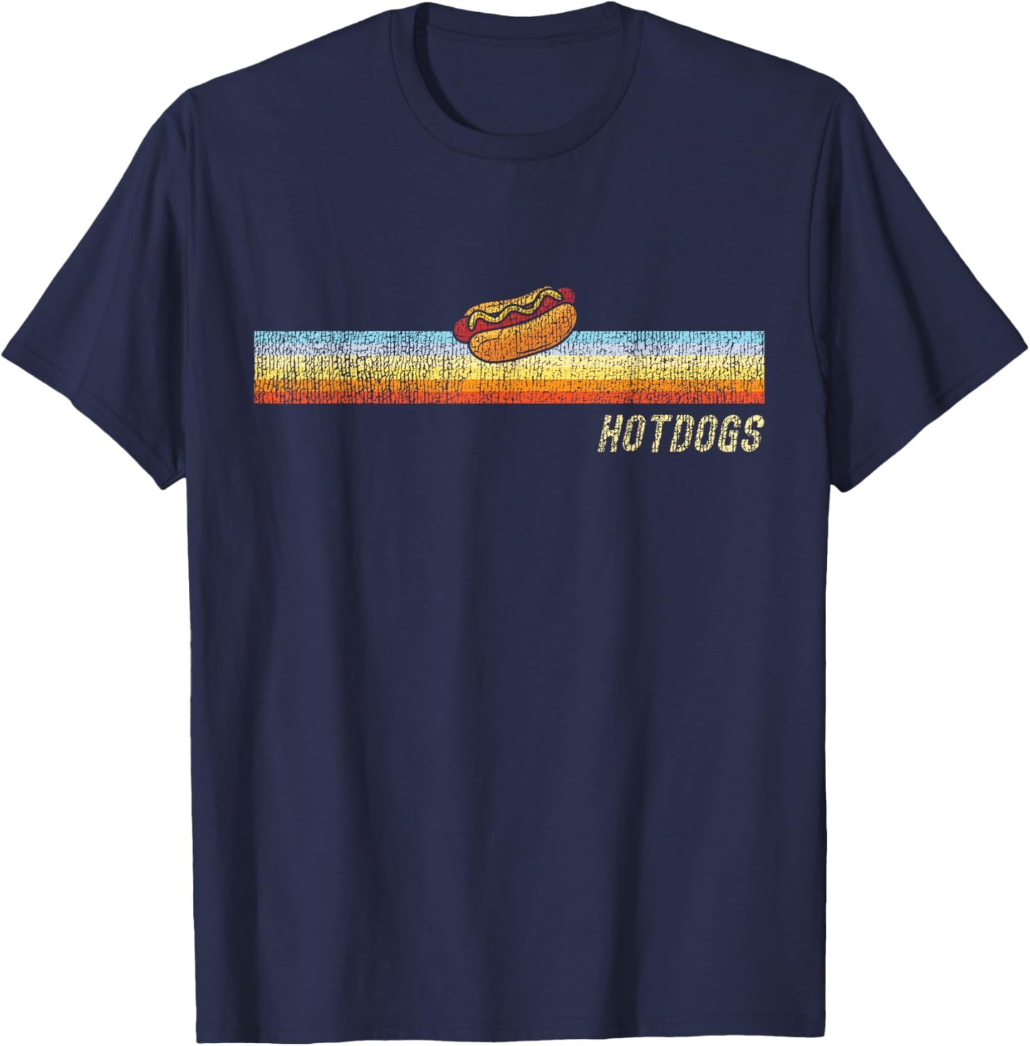 Hot Dog Adult Retro Vintage Hot Dog T-Shirt - T-Shirt | Navy