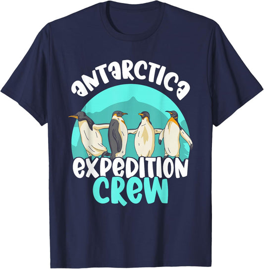 Lover Antarctica Map Cold South Antarctica Expedition Crew Penguin Retro Vintage Continent T-Shirt - T-Shirt | Navy