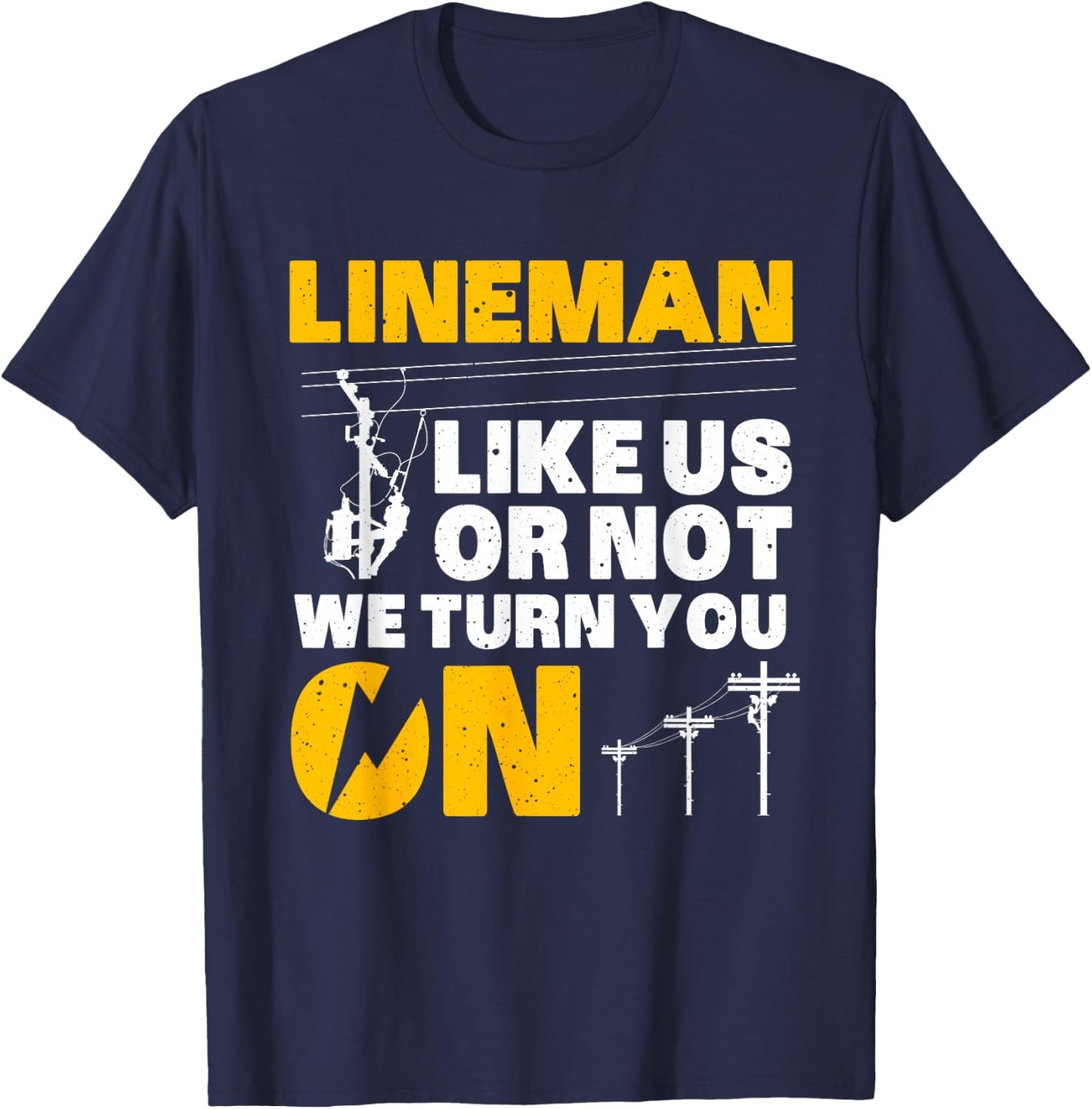 Funny Lineman Art Dad Electronics Humor Electrician T-Shirt - T-Shirt | Navy