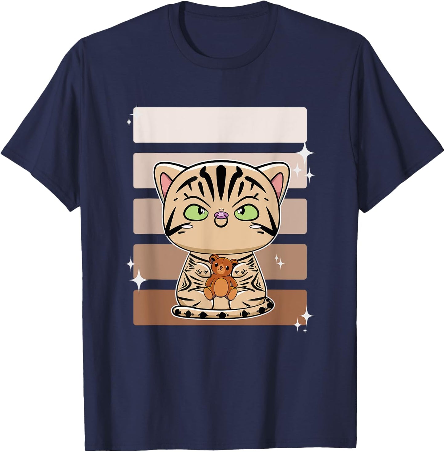 American Shorthair Anime Bear Toy T-Shirt - T-Shirt | Navy