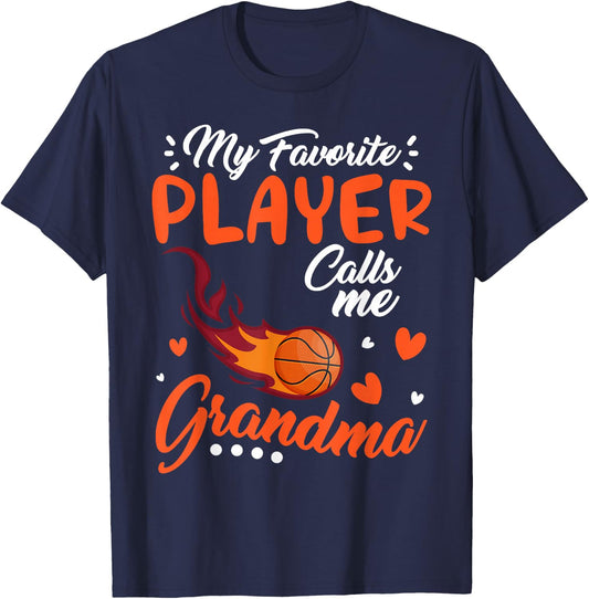 My Favorite Basketball Player Calls Me Grandma Family Cheer T-Shirt - T-Shirt | Navy