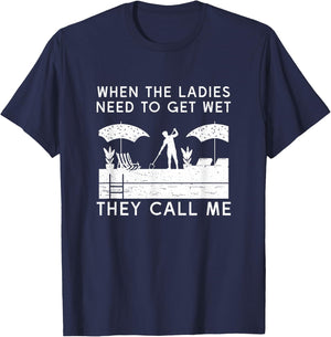 Funny Swimming Pool Cleaning Humor For Pool Maintenance Guy T-Shirt - T-Shirt | Navy