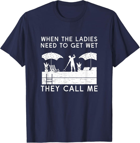 Funny Swimming Pool Cleaning Humor For Pool Maintenance Guy T-Shirt - T-Shirt | Navy