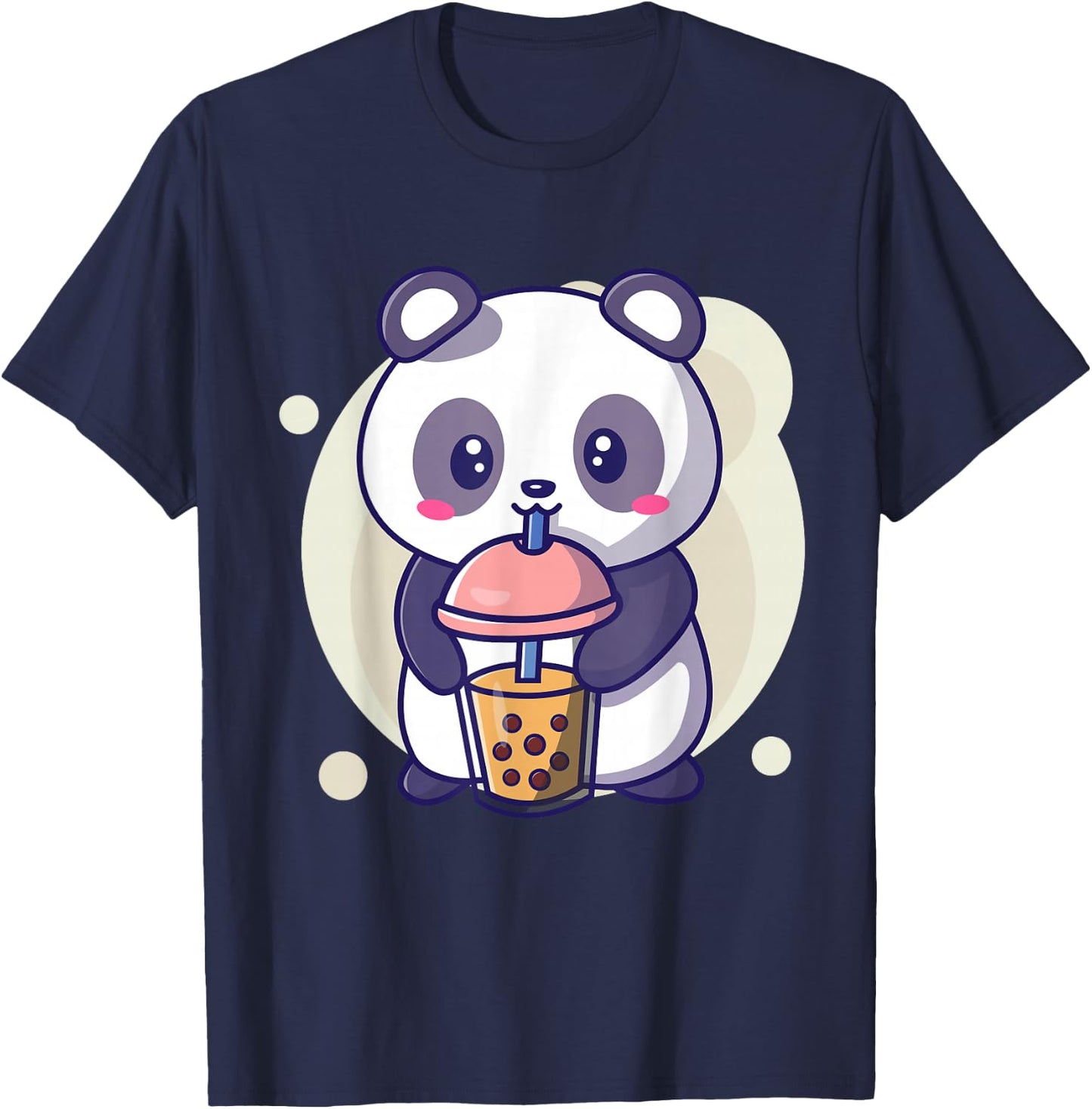 Cute Kawaii Panda Drinks Boba Bubble Tea Kawaii Aesthetic T-Shirt - T-Shirt | Navy