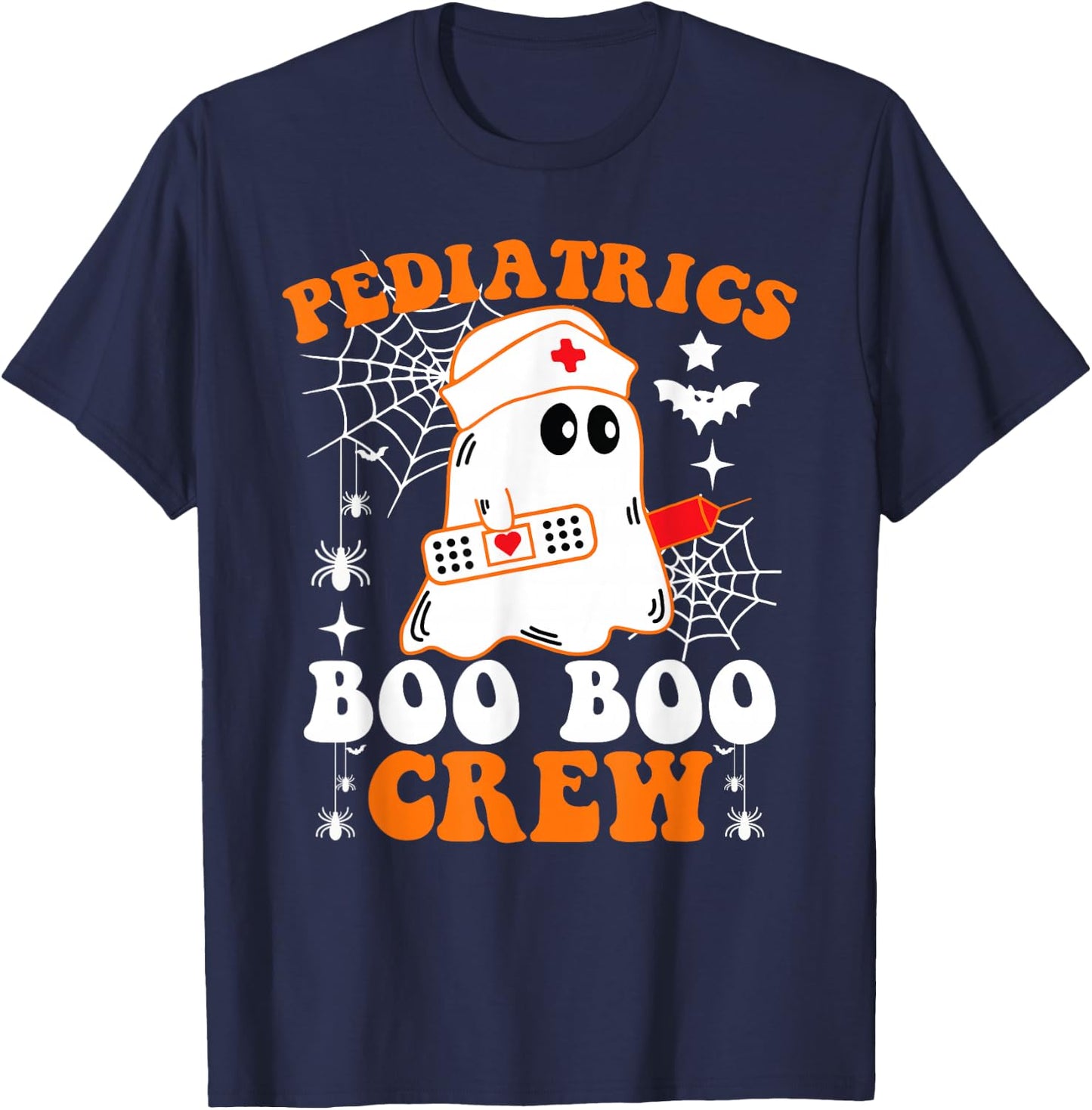 Pediatrics Boo Boo Crew Shirt Funny Nurse Ghost Halloween T-Shirt - T-Shirt | Navy