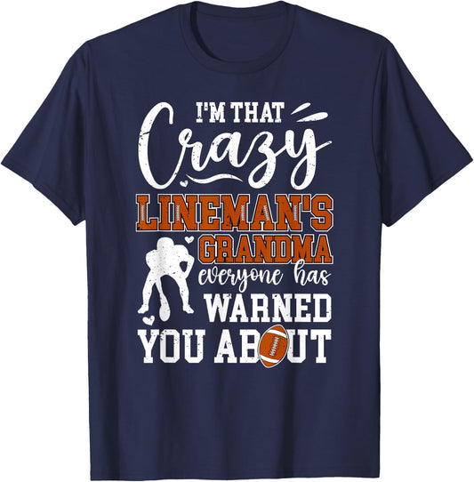Crazy Football Lineman Grandma Of A Football Lineman T-Shirt - T-Shirt | Navy