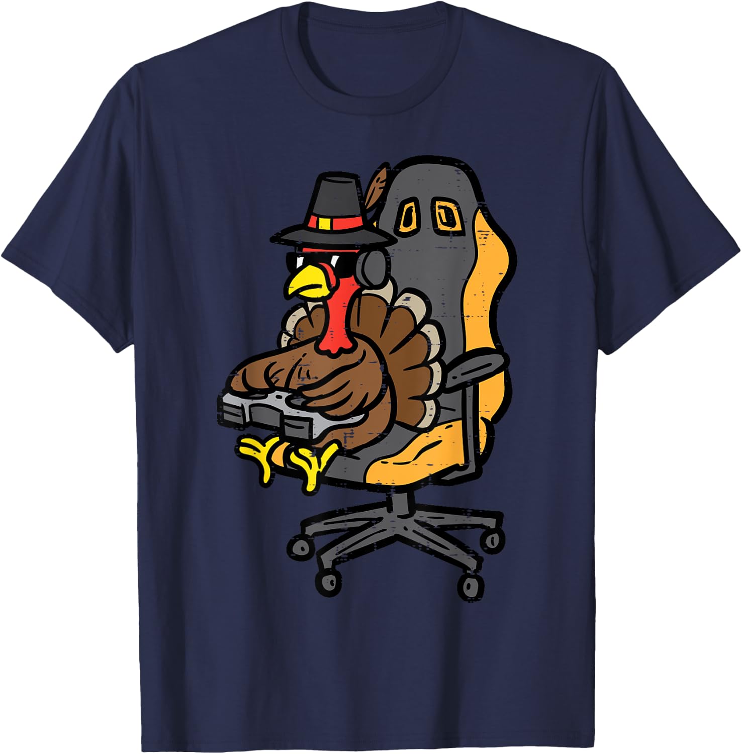 Thanksgiving Turkey Gaming Gamer Men Boys Kids Teen Youth T-Shirt - T-Shirt | Navy