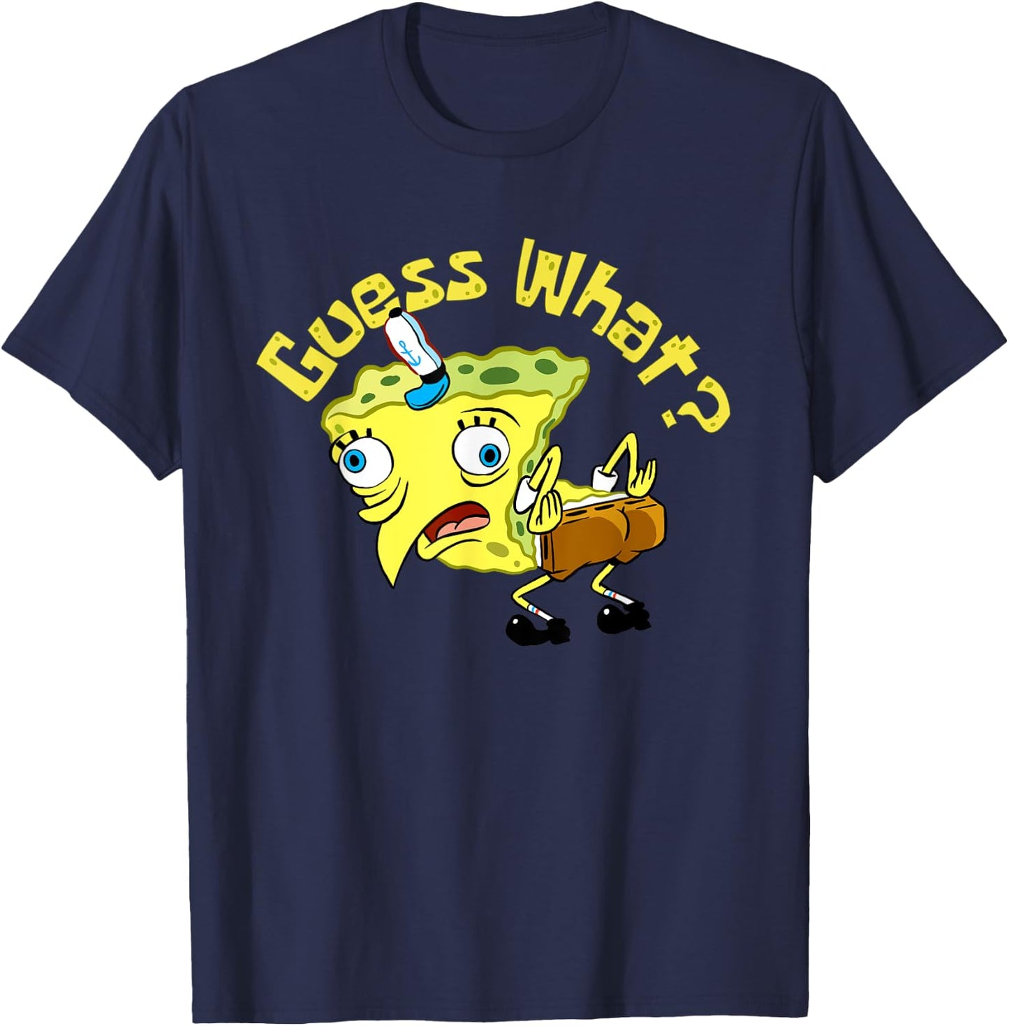 Spongebob Mocking Meme Guess What Chicken Butt Spongebob T-Shirt - T-Shirt | Navy