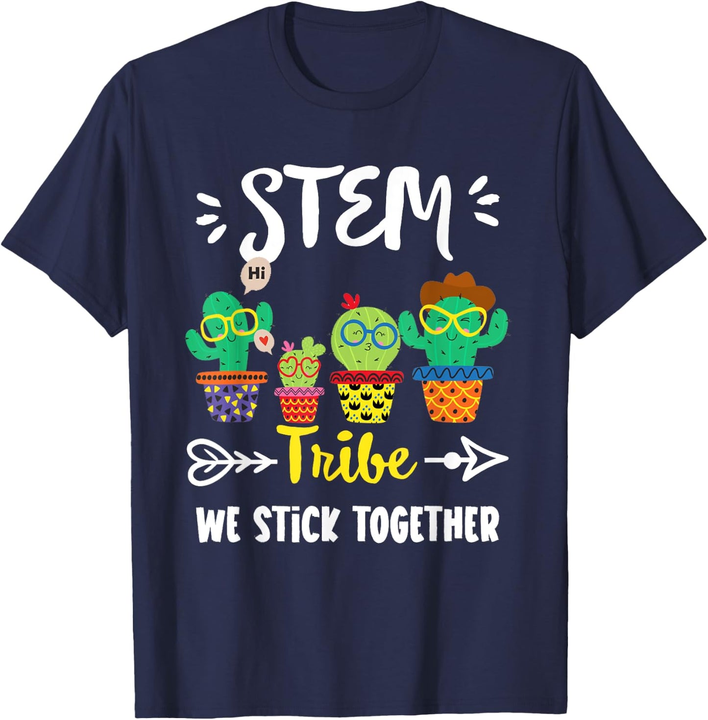 STEM Tribe, Funny School Cactus Crew STEM Teacher Squad T-Shirt - T-Shirt | Navy