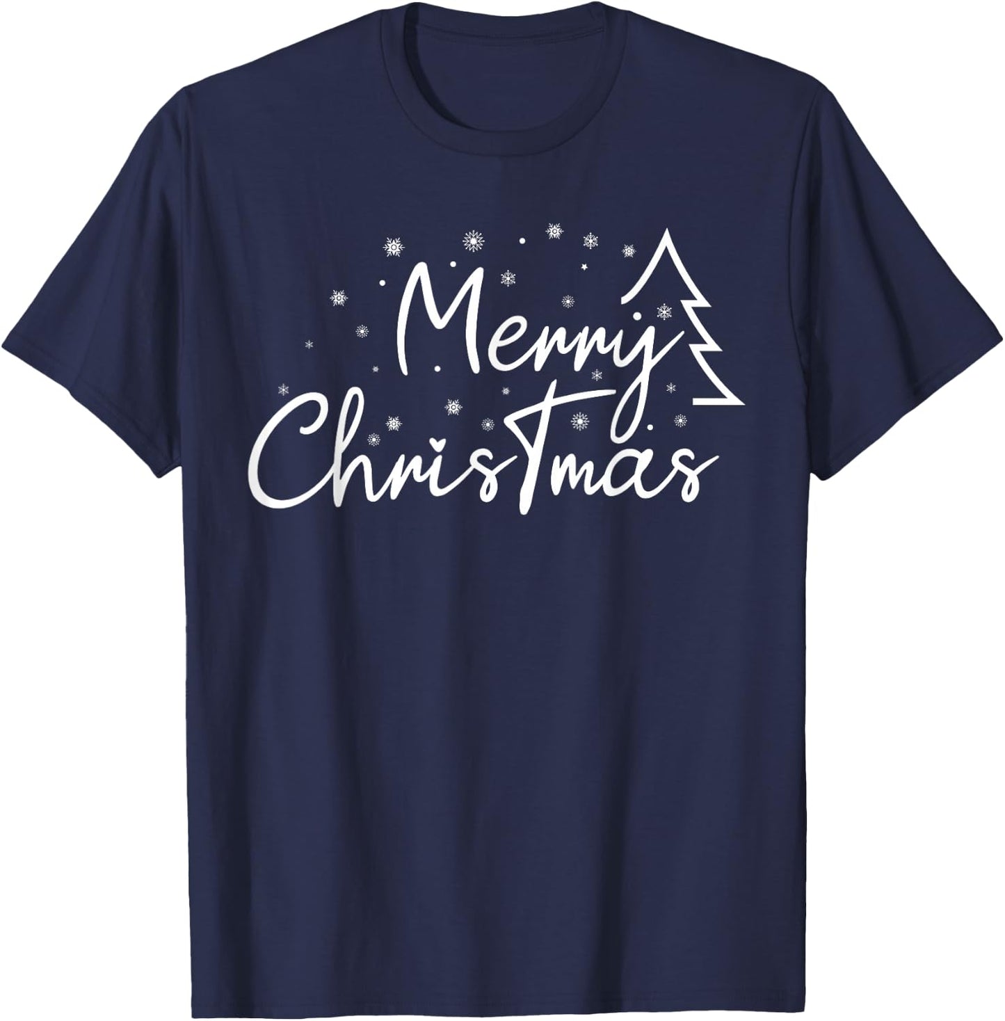 Cute Simple Merry Christmas Tree Family Matching Pajama Xmas T-Shirt - T-Shirt | Navy