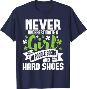 Girl In Poodle Socks - Irish Dancer Ceili Reel Dance Feis T-Shirt - T-Shirt | Navy