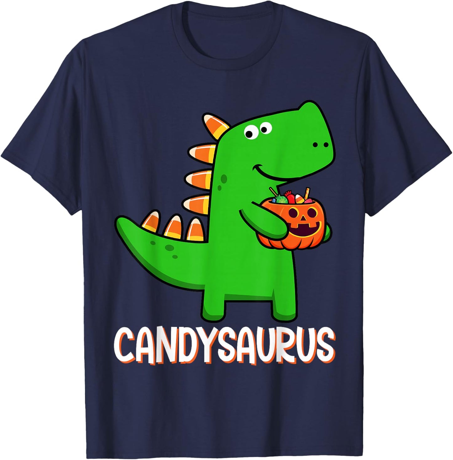 T-Rex Candysaurus Candy Corn Dinosaur Halloween Toddler Kid T-Shirt - T-Shirt | Navy
